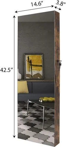 Vista 6 de Lvifur - Armario de joyería con 6 luces LED armario para las joyas montado en la pared o en la puerta con un espejo de longitud completa organizador