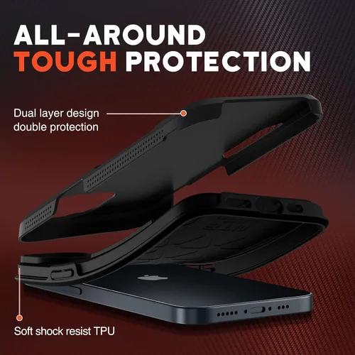 Vista 3 de NTG Funda compatible con iPhone 14 y iPhone 13, [estructura de protección de 2 capas] [anticaídas de grado militar], funda rígida y delgada