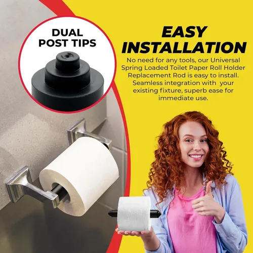 Vista 6 de Qualihome Rodillo de Reemplazo Universal de Portarrollos de Papel Higiénico con Resorte de Plástico (1, Negro.)