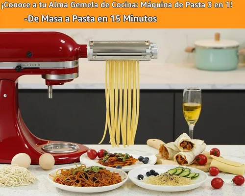 Vista 7 de FavorKit Accesorio para hacer pasta para batidoras KitchenAid, juego resistente 3 en 1 incluido rodillo de hojas de pasta, accesorios de cortador