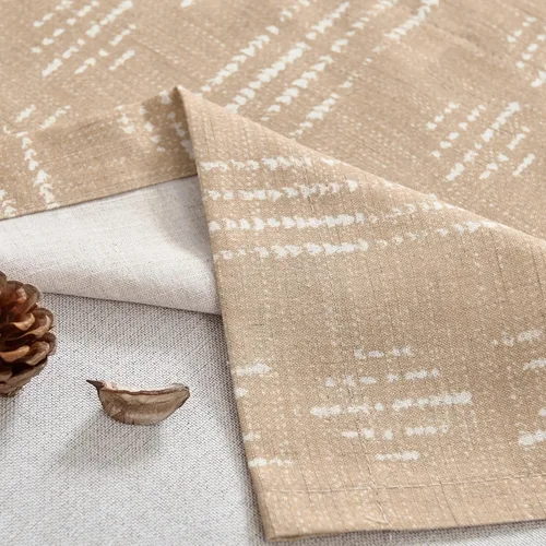 Vista 8 de Vangao - Cortinas de lino estilo bohemio para cocina, diseño rústico de granja, geométrico y a rayas, de doble capa, con bolsillo para varilla