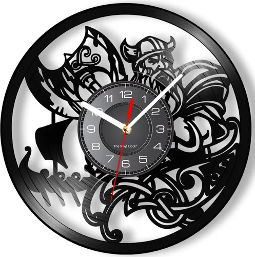 Vista 10 de Reloj de pared de vinilo LED vikingo de 12 pulgadas con 7 colores cambiantes, cuarzo silencioso sin tictac, arte de pared vikingo para hombre