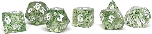 Vista 10 de Mini colección de dados poliédricos de 0.394 pulgadas - Incluye un D20, D12, D10, D8, D6, D4 y D00 (Aqua Shine)