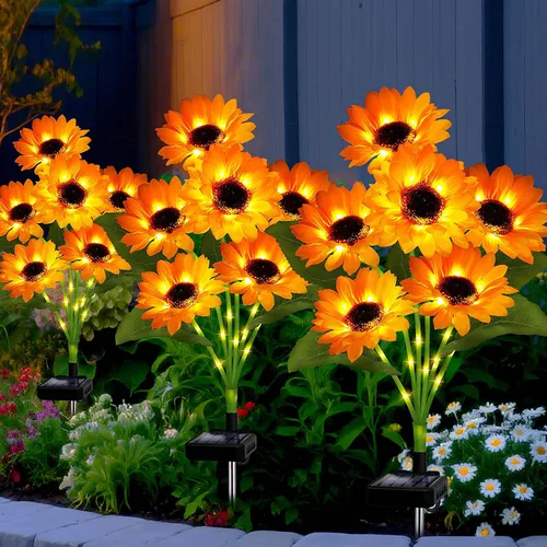 Vista 20 de MRHEPHAESTUS Luces solares de jardín, flores de delfinio 2 unidades 40 LEDs, luces impermeables para exteriores, dos modos de iluminación