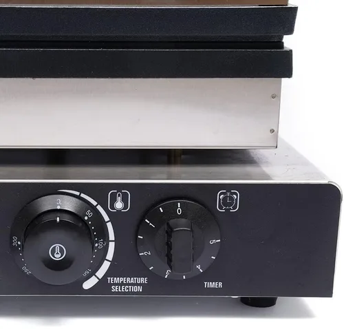 Vista 5 de Máquina de gofres antiadherente, 2000 W, de acero inoxidable, rectangular, belga con control de temperatura y tiempo, para restaurante, panadería