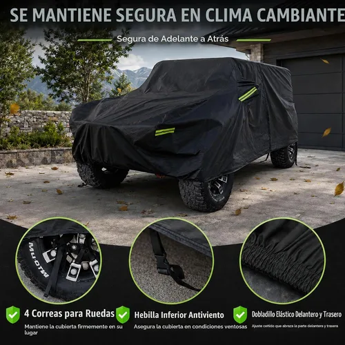Vista 5 de Waterproof Cover for Jeep Wrangler 2-Door with Driver Door Zipper Negro