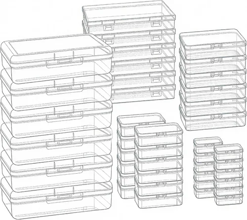 Vista 10 de Goodma Organizadores pequeños de cuentas, 78 piezas de tamaños mixtos, cajas de almacenamiento de plástico transparentes, mini contenedores
