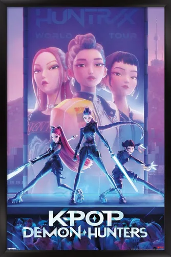 Vista 8 de Netflix KPop Demon Hunters (2025) - Póster de pared de una hoja, 22.4 pulgadas de largo x 14.7 pulgadas de ancho, versión enmarcada de madera
