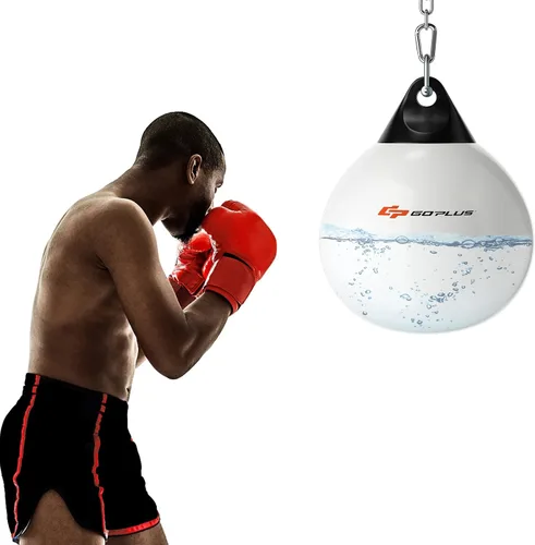 Vista 12 de Goplus Bolsa de Agua Aqua, Bolsa de Boxeo Pesada de 180 Libras de 21 Pulgadas / 110 Libras de 18 Pulgadas con Cadena Metálica Ajustable, Manguera