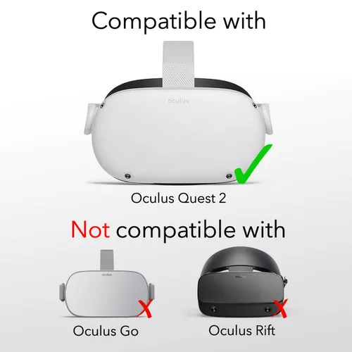 Vista 5 de Wasserstein Bundle - Silicone Skin Set VR Headset Carrying Case Head Strap and Face Cover Bundle Compatible with Oculus Quest 2
