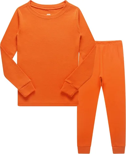 Vista 21 de KikizYe Pijamas para niños, pijamas de manga larga para niños albaricoque/sólido