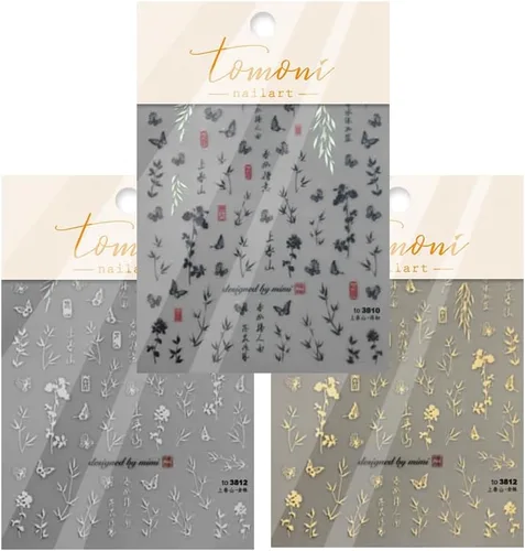 Vista 6 de Pegatinas de arte de uñas de estilo chino 5D Calcomanías de uñas en relieve autoadhesiva para mujeres y niñas DIY uñas salón de manicura (bambú)