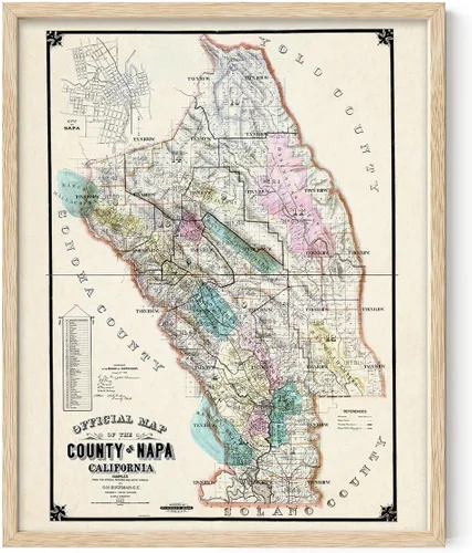 Vista 10 de G.H. Goddard Napa County California 1895 Vintage Map – Cartografía antigua reproducción de arte de pared, arte histórico del país vinícola