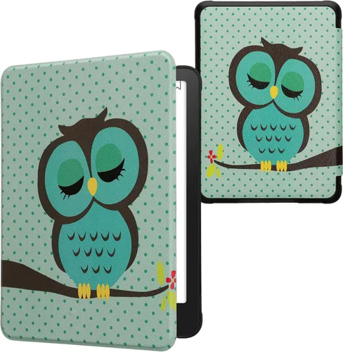 Vista 26 de kwmobile Funda compatible con Amazon Kindle Paperwhite 11. Generación 2021 - Funda para lector electrónico - Libros y páginas Beige/Marrón/Dorado