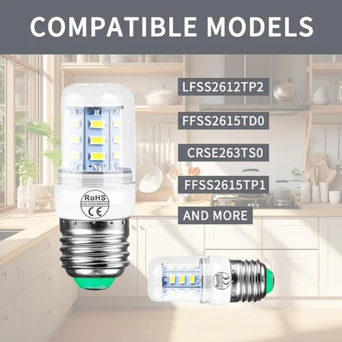 Vista 5 de Paquete de 2 bombillas LED D34L de repuesto para refrigerador de 3.5 W compatibles con congelador (110 V-240 V luz blanca) AP6278388 PS12364857