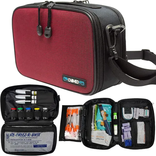 Vista 8 de ChillMed® Elite - Estuche de viaje semanal para diabéticos, bolígrafo de insulina y medidor de glucosa organizador con bolsa de hielo reutilizable