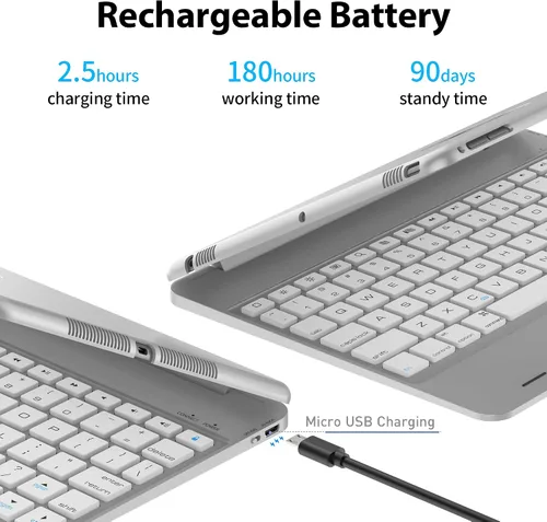 Vista 9 de NOKBABO Teclado para iPad 6ª generación, compatible con iPad Pro 9.7 pulgadas, para iPad 5ª generación, para iPad Air 2 y 1 teclado, 130 ° Smart