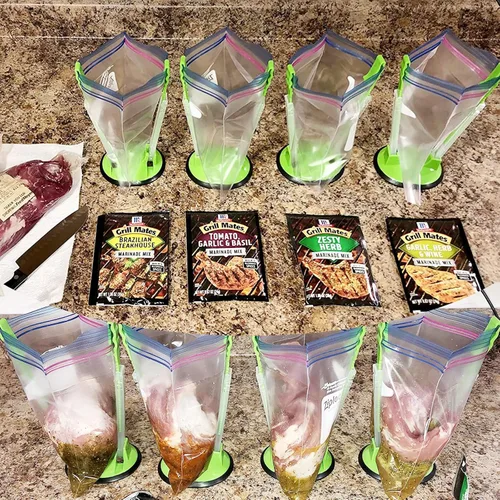 Vista 6 de Ruibo Soporte de estante holgado para preparación de alimentos/bolsa Ziplock, planificación de comidas/soporte de plástico para bolsas