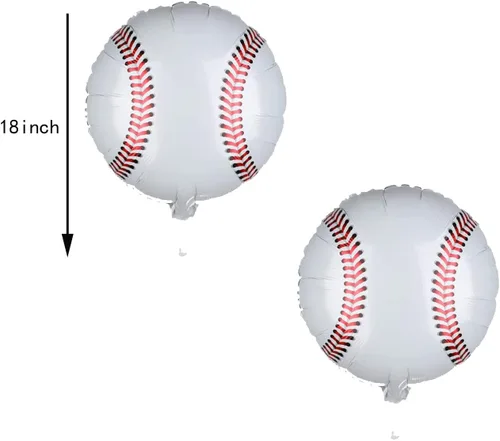 Vista 5 de 14 globos de papel de aluminio de béisbol con globos de látex, juego de globos de aluminio para fiesta de cumpleaños, guante, redondo, tema