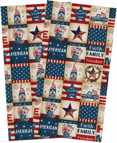 Vista 32 de Toallas de cocina patrióticas del 4 de julio, paños de limpieza de microfibra con estrella de la bandera americana, toallas de cocina, baño, toallas