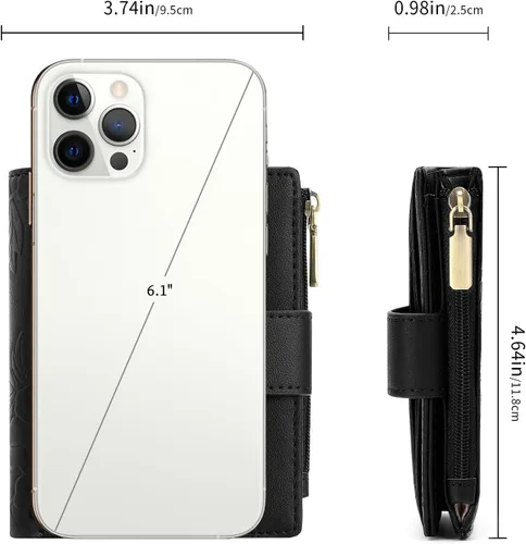 Vista 5 de SENDEFN Billeteras pequeñas para mujer, con bloqueo RFID, de cuero, plegable, para tarjetas de crédito, bolsillo con cremallera y ventana