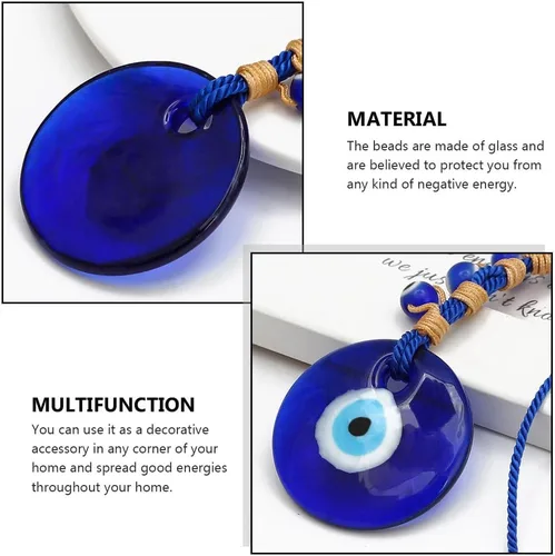 Vista 4 de 2 piezas de decoración de mal de ojo azul colgante turco de cuentas de Nazar colgante decorativo de ojo turco de la suerte llavero Feng Shui