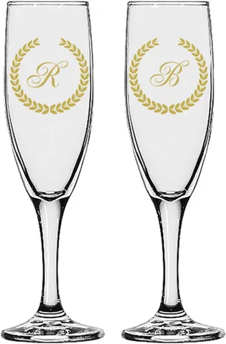 Vista 5 de GIFTS INFINITY® Juego de 2 copas de champán grabadas para boda con corazón de Infinity, copas personalizadas para brindis - Regalo para el Día