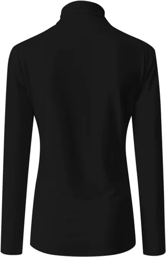 Vista 5 de Camisas de manga larga con cuello de tortuga para mujer, color sólido, túnicas básicas y cómodas, blusas de ocio