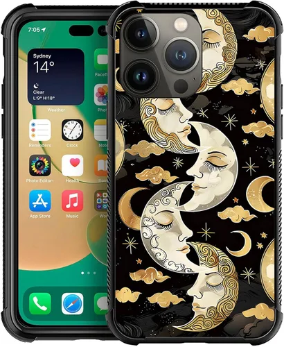 Vista 53 de ZHEGAILIAN Funda compatible con iPhone 14, funda de munición AK 47, parte trasera de vidrio templado+funda protectora de TPU de silicona suave