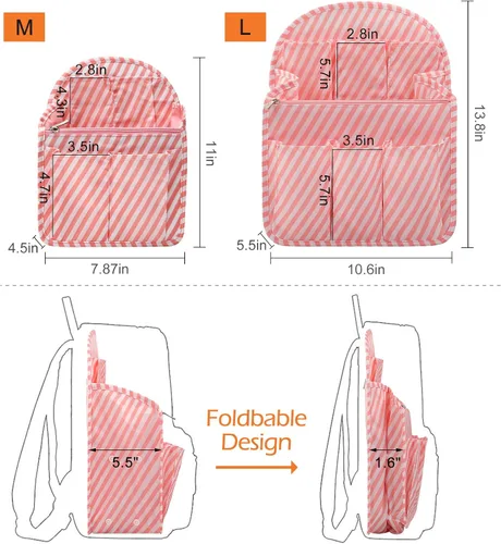 Vista 4 de Surblue Organizador de mochila con forro de inserción para colgar mochila de viaje y bolsillo de inserción, divisor de alta capacidad, organizador