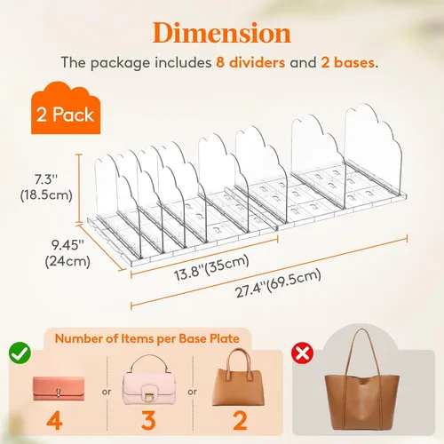 Vista 2 de Lifewit Organizador de Bolsos para Armario, Organizador Transparente de Almacenamiento de Bolsos, Soporte Ajustable para Bolsos para Organización