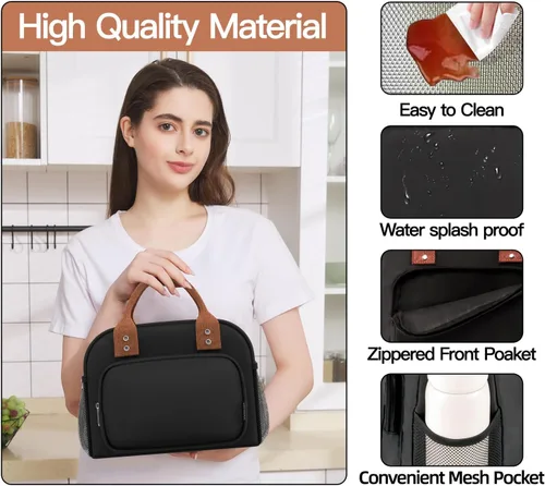 Vista 3 de Bolsa de almuerzo para mujeres, lonchera aislada para mujeres y hombres, para el trabajo y adultos, linda bolsa de almuerzo de gran capacidad