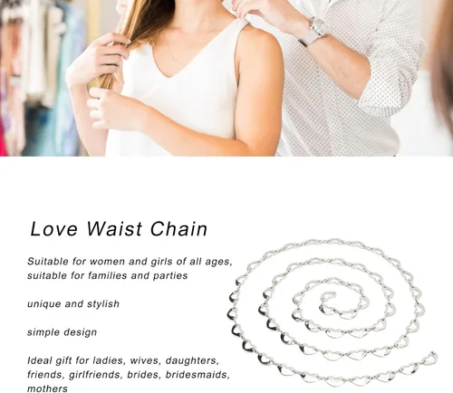 Vista 2 de plplaaoo Waist Chain,1 Yard Love Waist Chain for Women,Belly Chains for The Waist,Exquisite Simple Crystal Glass Rhinestones Waist Chain,Belly Chain