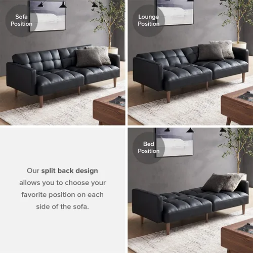 Vista 6 de mopio Sofá cama futón de 76.4 pulgadas, sofá biplaza, sofá cama, sofá futón moderno de mediados de siglo, sofá cámara, sofás para sala de estar