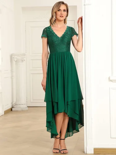 Vista 4 de Ever-Pretty Vestidos de noche de gasa para mujer con cuello en V profundo y corte acampanado para mujer 0139A