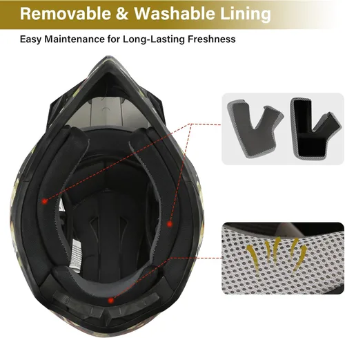 Vista 5 de TCMT Casco de motocicleta unisex para adultos, de cara completa, todoterreno, motocross, ATV, bicicleta de montaña, MX casco aprobado por DOT
