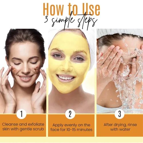 Vista 5 de Mascarilla de arcilla orgánica con vitamina C – Mascarilla facial de arcilla desintoxicante para cicatrices de acné y limpieza de poros – Limpia