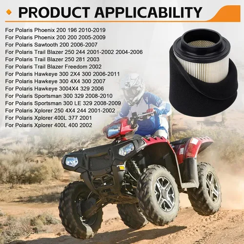 Vista 2 de 0452306 1253355 Reemplazo del filtro de aire para Polaris Phoenix 200 2005-2019 Trail Blazer 250 2001-2006 Sportsman 300 2008-2010 Sawtooth 200