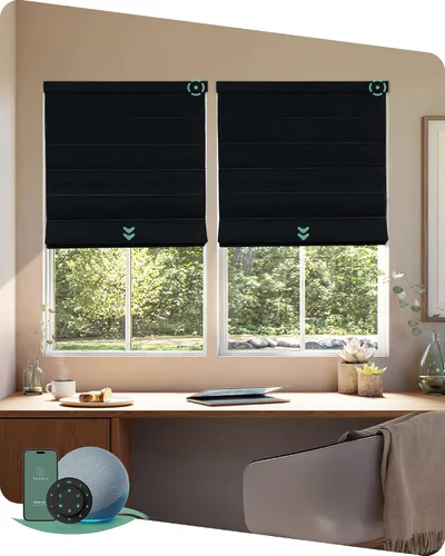 Vista 7 de Yoolax Persianas Romanas con Filtrado de Luz para Ventanas, Persianas Romanas Opacas Sin Cables, Muestra de Tela (Multicolor)