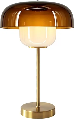 Vista 10 de Globe - Lámpara de mesa de noche, moderna lámpara de mesa de noche de cristal de mediados de siglo, lámpara de escritorio dorada para dormitorio, 1