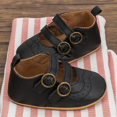 Vista 4 de Meckior - Zapatos bajos y livianos para bebés estilo Mary Jane con suela suave y lazo decorativo para vestidos de princesa o bodas para niñas que