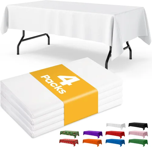 Vista 32 de Mantel de bandera estadounidense, paquete de 4 manteles patrióticos desechables de 54 x 108 pulgadas para mesas de 6 pies, decoraciones del 4