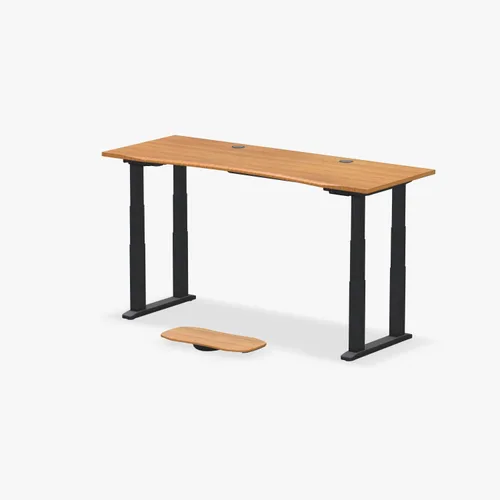 Vista 22 de UPLIFT DESK Bamboo Curve - Escritorio eléctrico de pie V2 (60 x 30 pulgadas), escritorio de pie ajustable de 4 patas, teclado avanzado, ojales