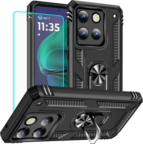 Vista 19 de Yiakeng Funda para Moto G Stylus 5G 2023, Motorola G Stylus 5G 2023 con protector de pantalla HD, fundas protectoras de grado militar con anillo