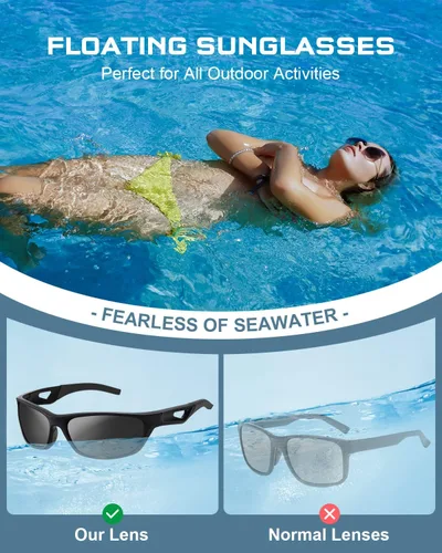 Vista 3 de SKYWAY Gafas de sol deportivas polarizadas de béisbol para hombre, lentes ligeras flotantes para mujeres, atletismo, correr, ciclismo, lentes grises
