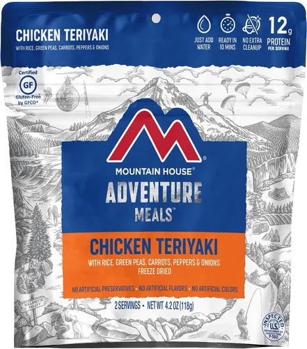 Vista 2 de Mountain House Teriyaki de pollo con arroz (2 porciones) Alimentos liofilizados para mochileros y campamentos