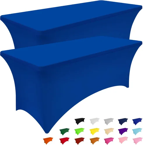 Vista 25 de Smiry Paquete de 2 Manteles de Spandex de 6 Pies, Manteles Elásticos Ajustables Extensibles, Lavables y Sin Arrugas, Cubierta Rectangular para Mesa