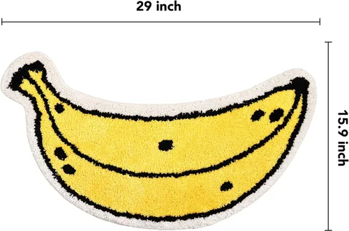 Vista 2 de FROZZUR Alfombra de baño de plátano, tapetes de baño para baño, bonita alfombra de bañera amarilla en forma de fruta, alfombra de baño de Navidad