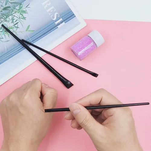 Vista 5 de Juego de 15 pinceles para tinte de cejas y delineador en ángulo, precisión inclinada ultrafina para delineador, tinte de cejas y maquillaje, incluye