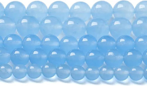 Vista 100 de 4MM 86 piezas Cuentas sueltas de piedra natural de amazonita calcedonia para hacer joyería DIY Pulsera Collar 1 hebra